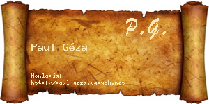 Paul Géza névjegykártya